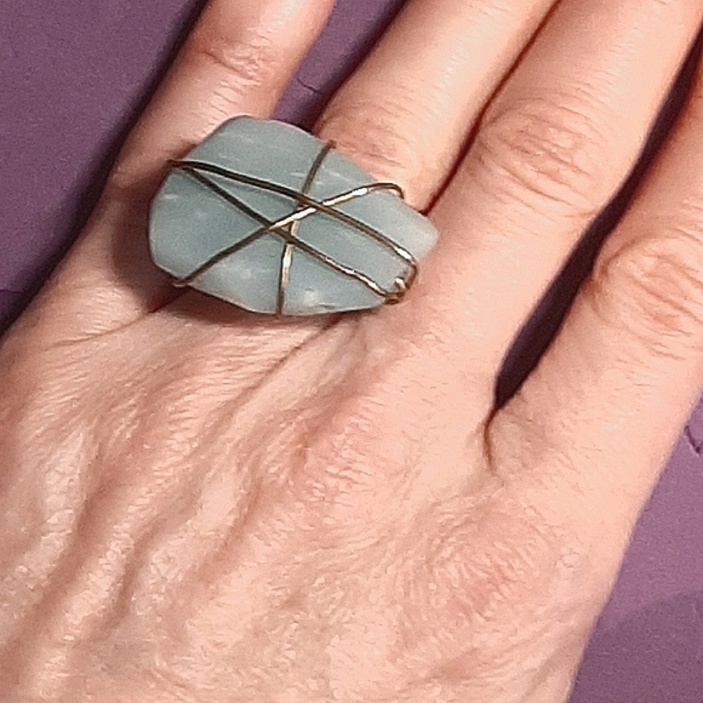 💍 Raw Quartz Green Ring 💍